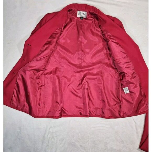 Le Suit Petite Womens 10P Dark Pink Blazer And Skirt Set - Picture 11 of 11